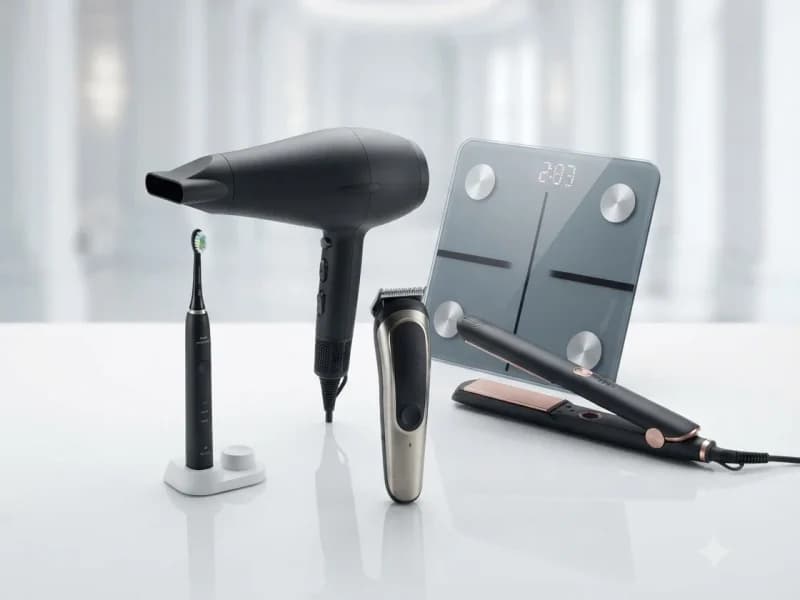 Sèche-cheveux, balance et appareils de soin.