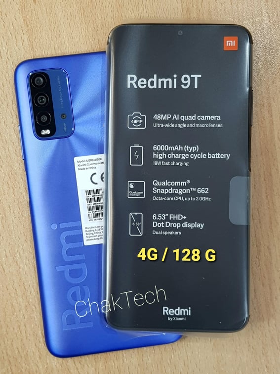 Téléphone Portable Xiaomi Redmi 9T : 4/128Go Bleu - ChakTech -Tunisie